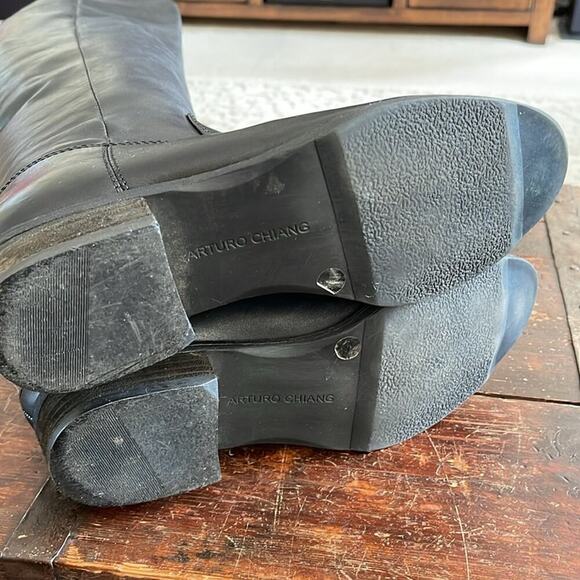 Arturo Chiang Black Leather Over The Knee Boots Size 7.5 - Picture 6 of 8